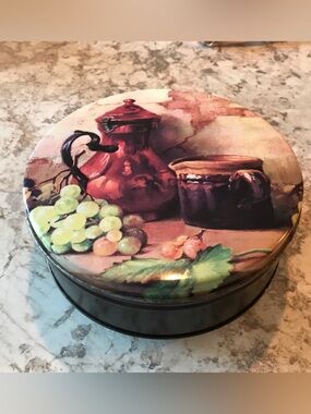 Vintage Fruit & Pitcher Decorative Tin - Grapes Artwork